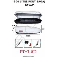 Ryuo Araç Üstü Tabut Port Bagaj 500 Litre Beyaz