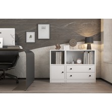 Ofis Yan Dolabı - Çok Amaçlı 2 Çekmeceli Kapaklı Dosya Dolabı PNR-OFD-1012
