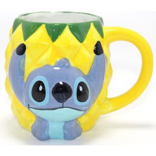 EkoAlışverişDünyam Disney Stitch Ananas Tasarımlı Kabartmalı Kupa Bardak