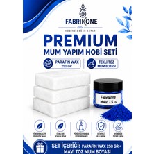Fabrikone Premium Mum Yapım Hobi Seti - Parafin Wax 250 gr - Tekli Toz Mum Boyası - Mavi BKFABPW2501M