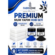 Fabrikone Premium Mum Yapım Hobi Seti - Parafin Wax 250 gr - 2'li Toz Mum Boyası Seti - Mavi, Siyah BKFABPW2502MS
