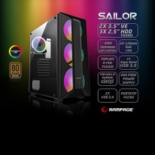 Rampage Saılor Temper 600W 80+ Bronze 4X120MM Rgb Fanlı Gaming Kasa