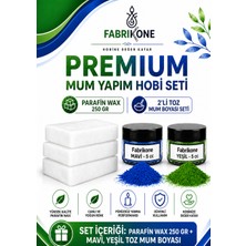 Fabrikone Premium Mum Yapım Hobi Seti - Parafin Wax 250 gr - 2'li Toz Mum Boyası Seti - Mavi, Yeşil BKFABPW2502MY