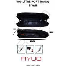 Ryuo Araç Üstü Tabut Port Bagaj 500 Litre Siyah