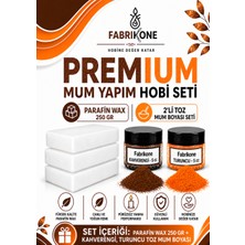 Fabrikone Premium Mum Yapım Hobi Seti - Parafin Wax 250 gr - 2'li Toz Mum Boyası Seti - Kahverengi, Turuncu BKFABPW2502KHT