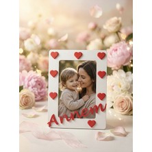 Anneler Günü Fotoğraf Çerçevesi – Anneler Günü Hediyesi Kalpli Tasarım (14X19CM)