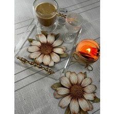 Minoza 6 Adet Vintage Papatya Tasarım Lazer Kesim Kokteyl & Sunum Peçetesi
