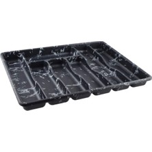 Aşkana 7 Bölmeli Çekmece Içi Kaşıklık Organizer – Sert Plastik Mermer Desenli Kaşık Çatal Bıçak Düzenleyici 36X31,5 cm Mutfak Içi Düzenleyici
