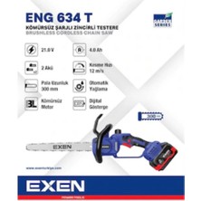 Exen 634 T-21V 4AH 300 mm Kömürsüz Şarjlı Zincirli Testere