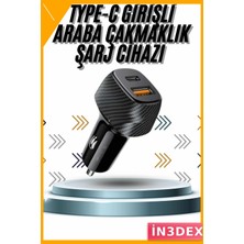 İn3dex Çift Girişli 38W Hızlı Araç Şarj Cihazı Type-C Pd