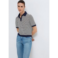 Mavi Çizgili Lacivert Polo Tişört 1614310-86625