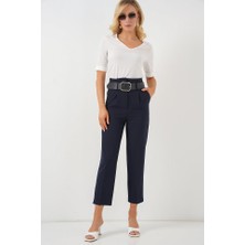 Trend Cojans 6556 Kemerli Kumaş Pantolon - Lacivert