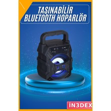İn3dex Taşınabilir Bluetooth Hoparlör 5W Yüksek Ses Fm Radyo Işıklı