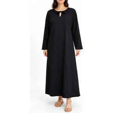Sile Atelier Kadın Siyah Uzun Elbise Pamuklu Günlük Şık