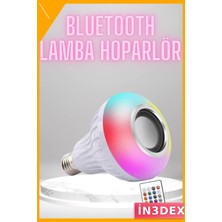 İn3dex Bluetooth Hoparlörlü Rgb LED Ampul Ses Bombası Renk Değiştiren
