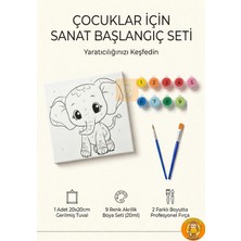 Hobiart Sayılarla Boyama Seti - Çocuklar Için 20X20 cm Tuval - 9 Renk Akrilik Boya ve 2 Fırça