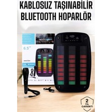 TKÇ Kablosuz Bluetooth Hoparlör Taşınabilir 6.5 Inç LED Işık Kareoke