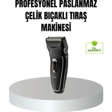 TKÇ Profesyonel Şarjlı Saç ve Sakal Tıraş Makinesi – Çelik Bıçaklı, Ayarlanabilir Başlıklı