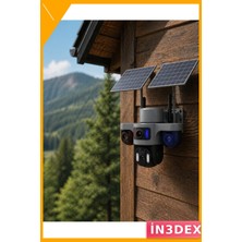 İn3dex 4g Sım Kartlı Güneş Enerjili Güvenlik Kamerası 3 Lens 9mp Arıcı