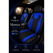 Trobus Ford Puma 2020+ Uyumlu Monza Serisi Sport Tay Tüyü Kadife Siyah Mavi Koltuk Kılıfı