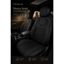 Trobus Peugeot 208 2012+ Uyumlu Monza Serisi Sport Tay Tüyü Kadife Siyah Koltuk Kılıfı