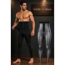Lüx Wood Wood ve Erşah Erkek Termal Sauna Tayt – Yüksek Bel Agraflı Toparlayıcı & Sıkılaştırıcı Korse Tayt