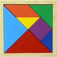 Özbience Mini Ahşap Tangram Seti 3'lü 11X11 Cm, Eğlenceli ve Öğretici Oyunlar