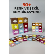 Özbience Renkli Ahşap Küp Puzzle, Montessori Zeka Oyuncağı, 3+ Yaş Için Eğlenceli Öğrenme