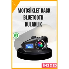 İn3dex Bluetooth 5.3 Kask Içi Iletişim Kulaklığı IP65 Su Geçirmez 1000MAH
