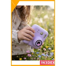 İn3dex Çocuk Kamerası Fotoğraf Video Çekim 4 Rulo Kağıt 5 Kalem Hediyeli