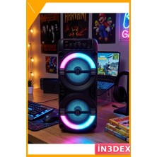 İn3dex LED Işıklı Taşınabilir Bluetooth Hoparlör USB Tf Kart Destekli