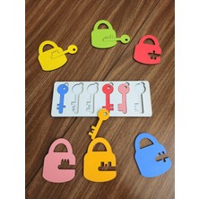 Özbience Renkli Ahşap Anahtar ve Kilit Eşleştirme Montessori Eğitim Seti