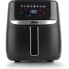 Stilevs Airtron AF-700 Sıcak Hava Fritözü, Şık Siyah ve Gümüş Tasarım