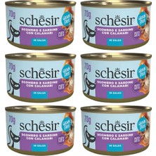 Schesir Sardalya ve Uskumrulu Sos Içinde Kedi Konserve Maması 70 gr 6 Adet