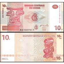 Emir Koleksiyon Coin & Paper Collection Demokratik Kongo 2003 Yılı 10 Francs Kağıt Para Çil ( Unc ) Koleksiyon Para