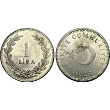 Emir Koleksiyon Coin & Paper Collection Türkiye 1947 Yılı Gümüş 1 Lira Çil ( Unc ) Az Çıkar Koleksiyon Para
