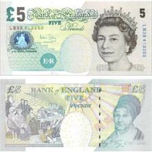 Emir Koleksiyon Coin & Paper Collection Ingiltere 2002 Yılı 5 Pound Kraliçe Elizabeth Kağıt Para Çil ( Unc ) Koleksiyon Para