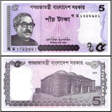 Emir Koleksiyon Coin & Paper Collection Bangladeş 2022 Yılı 5 Taka Kağıt Para Çil ( Unc ) Koleksiyon Para