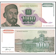 Emir Koleksiyon Coin & Paper Collection Yugoslavya 1994 Yılı 1.000 Dinar Kağıt Para Çil ( Unc ) Koleksiyon Para