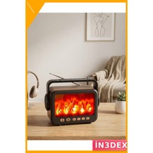 İn3dex Alev Efektli Bluetooth Hoparlör Fm Radyo Müzik Çalar LED Şömine