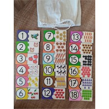 Özbience Renkli Ahşap Sayı ve Miktar Eşleştirme Eğlenceli Puzzle Seti