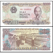 Emir Koleksiyon Coin & Paper Collection Vietnam 1988 Yılı 2000 Dong Kağıt Para Çil ( Unc ) Koleksiyon Para