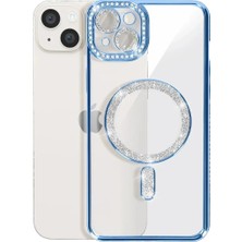 Motto Ticaret Mey Ithalat®   iPhone 15 Kılıf Joke Simli Magneticsafe Kılıf - Mavi