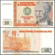 Emir Koleksiyon Coin & Paper Collection Peru 1987 Yılı 50 Intıs Kağıt Para Çil ( Unc ) Koleksiyon Para