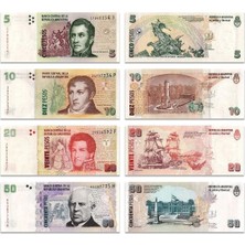 Emir Koleksiyon Coin & Paper Collection Arjantin 50-20-10-5 Pesos Kağıt Para Set Çil ( Unc ) 4'lü Set Koleksiyon Para