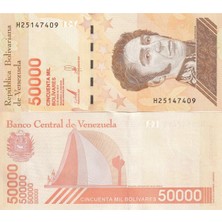 Emir Koleksiyon Coin & Paper Collection Venezuela 2019 Yılı 50.000 Bolivares Kağıt Para Çil (Unc) Koleksiyon Para