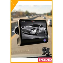 İn3dex Çift Lensli Araç Dvr Kamera 4 Inç Ekran G Sensörlü Full Hd