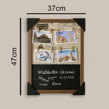 Özbience Kişiye Özel Ahşap Yazı Tahtalı Ipli Duvar Fotoğraf Çerçevesi 37X47 cm