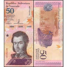 Emir Koleksiyon Coin & Paper Collection Venezuela 2018 Yılı 50 Bolivares Kağıt Para Çil ( Unc ) Koleksiyon Para