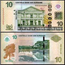Emir Koleksiyon Coin & Paper Collection Suriname 2020 Yılı 10 Dolar Kağıt Para Çil ( Unc ) Koleksiyon Para